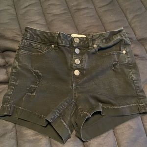 Black denim shorts